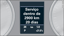 Painel de instrumentos combinado: Aviso do intervalo do serviço de assistência